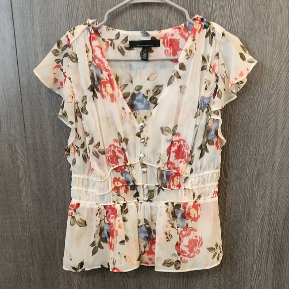 White House Black Market Tops - WHBM Floral Chiffon Blouse
